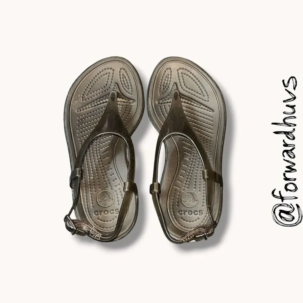 Crocs Jelly Style Bronze Slingback Wedge Sandals W4
